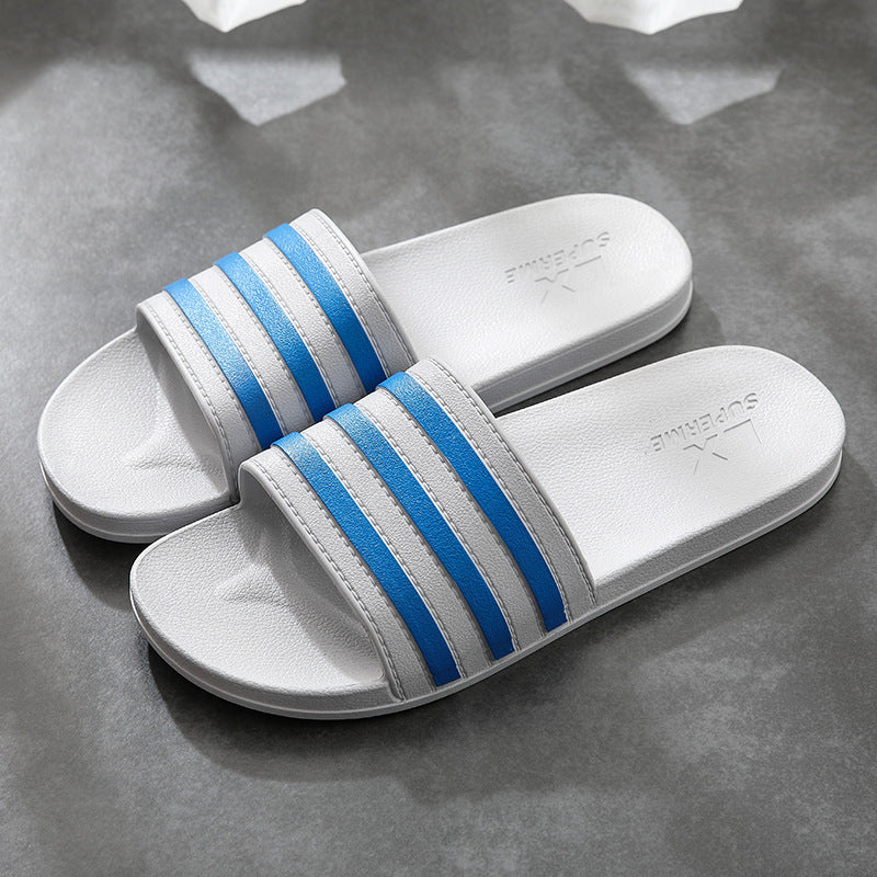 White Stripes Slippers For Women And Men -- Bathroom Slippers Home Shoes