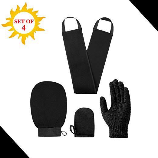Self Tanning Mitt Applicator Gloves -  4 In 1 Kit Self Applicator Set With Exfoliating Glove