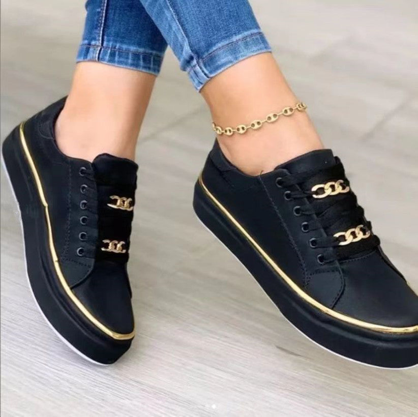 Chain Flats Shoes - Thick Bottom Loafers For Walking, Sports Shoes For Women