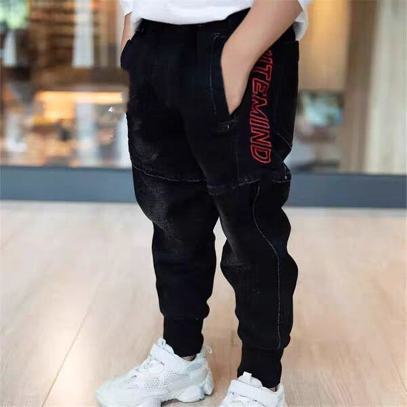 Stylish Kids' Black Jeans - Spring And Autumn Boys Pants
