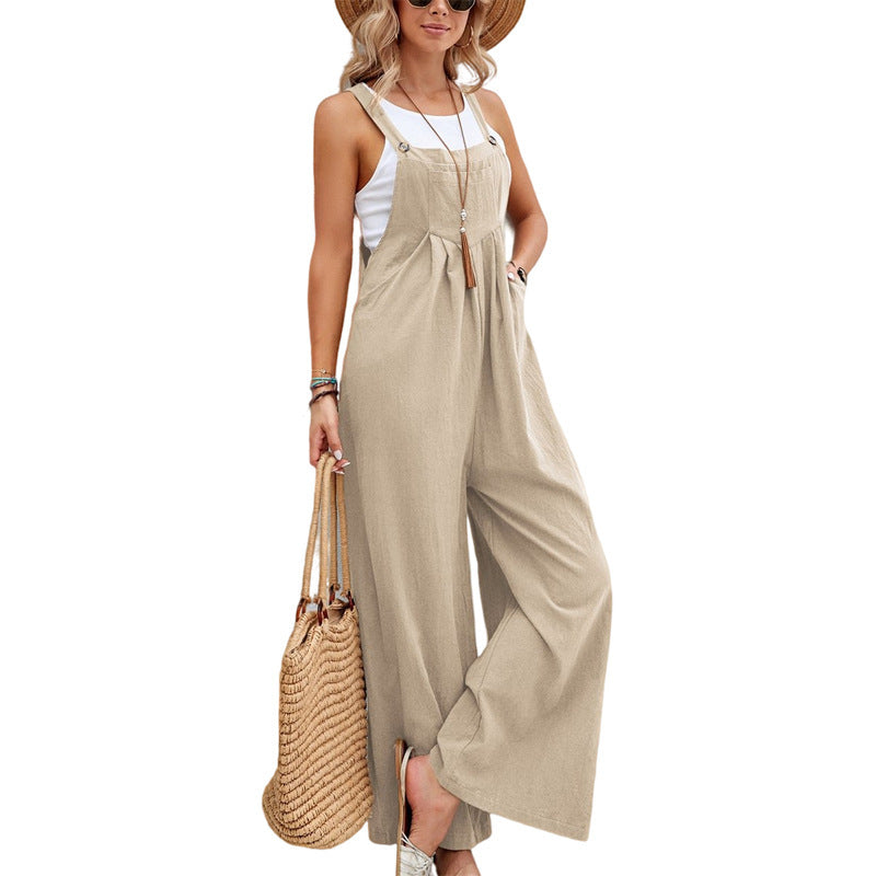 Women Long Bib Pants Overalls - Casual Loose Rompers Jumpsuits With Pockets