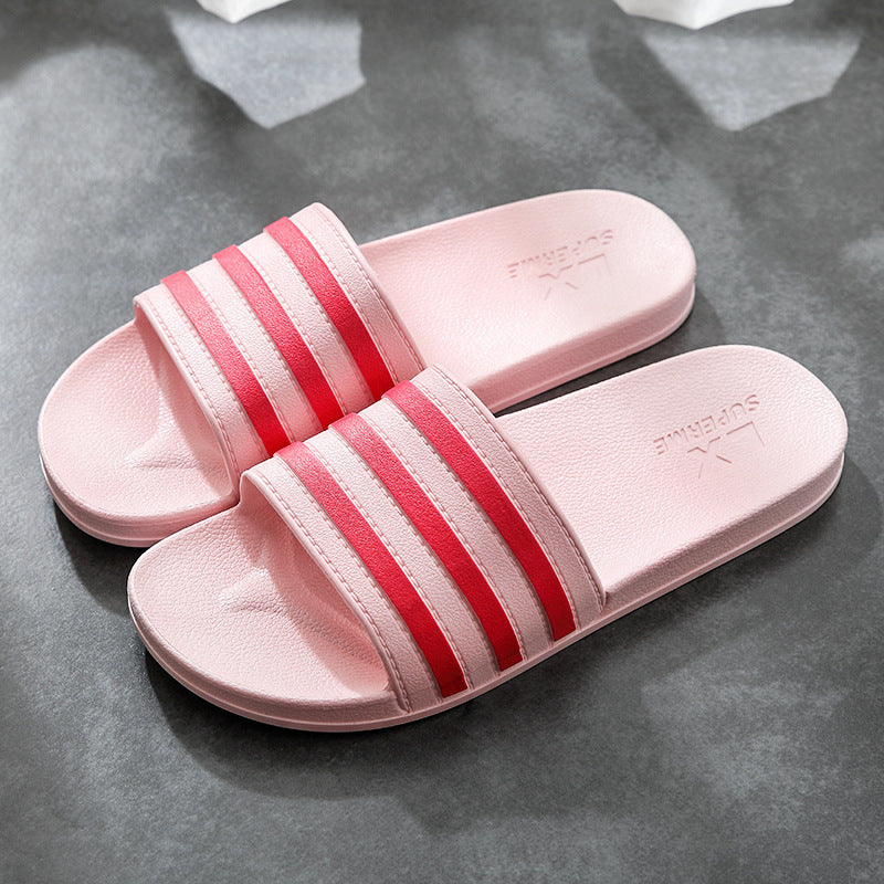 White Stripes Slippers For Women And Men -- Bathroom Slippers Home Shoes