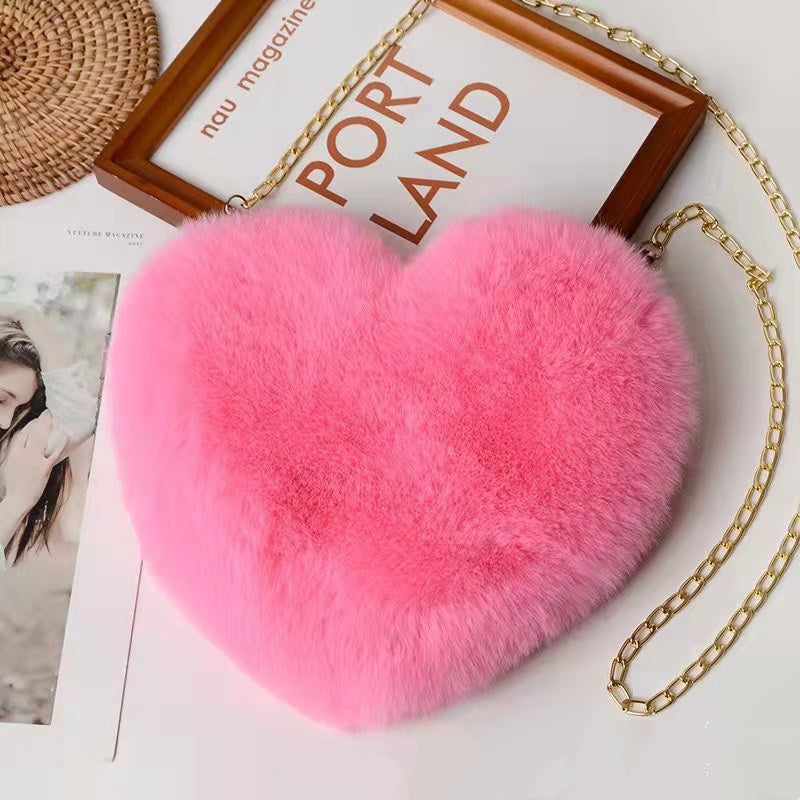 Love Bags For Women - Plush Chain Shoulder Bags Valentine's Day Party Bag