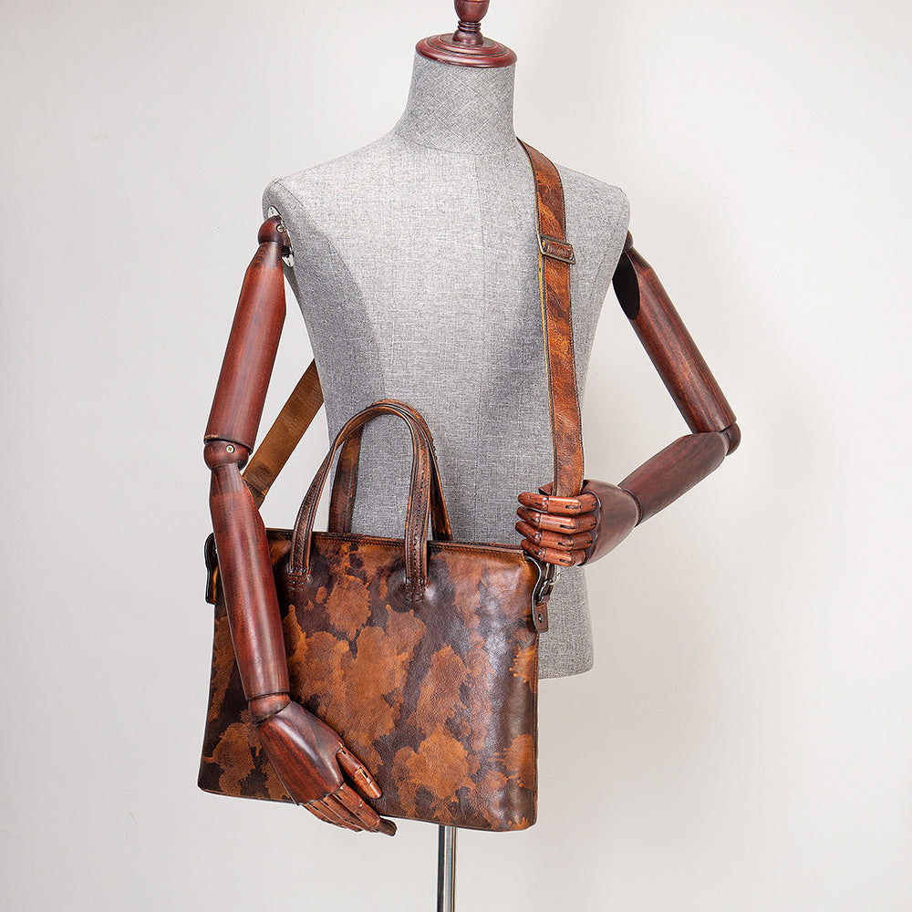 Vintage Men's Leather Briefcase - Fashionable Business 14 Inch Computer Handbag