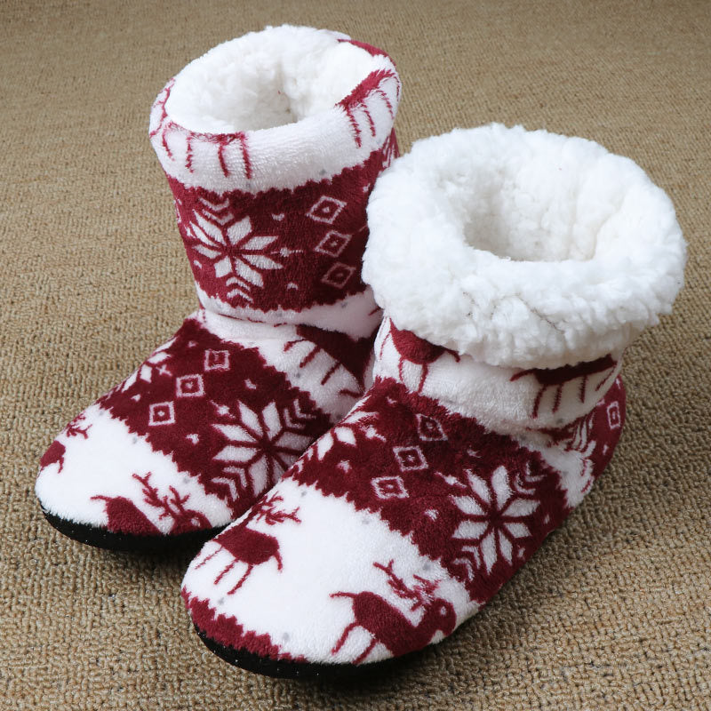 Christmas Elk Floor Shoes - Indoor Socks Shoes, Warm Plush House Slippers