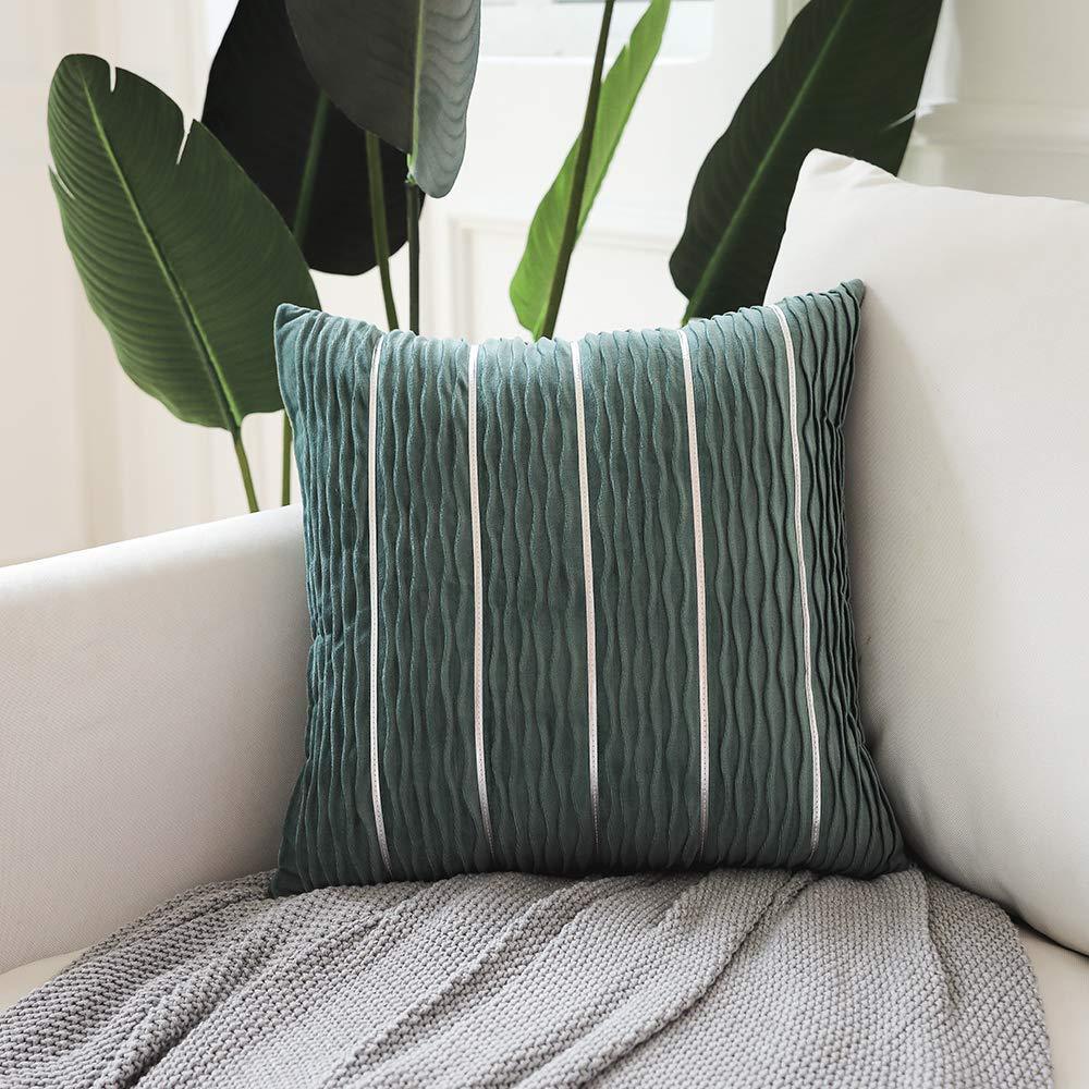 Luxury Striped Velvet Throw Pillow Cushion Cover - Pillow Case Covers for Sofa Flannel Velvet Sofa Cushion Cover