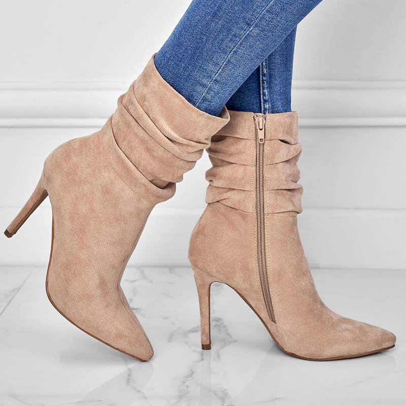 Pointed Toe Stiletto Ankle Heel Boots For Women