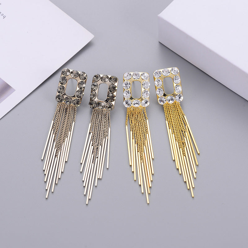 Elegant Zircon Tassel Earrings