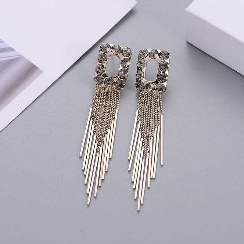 Elegant Zircon Tassel Earrings
