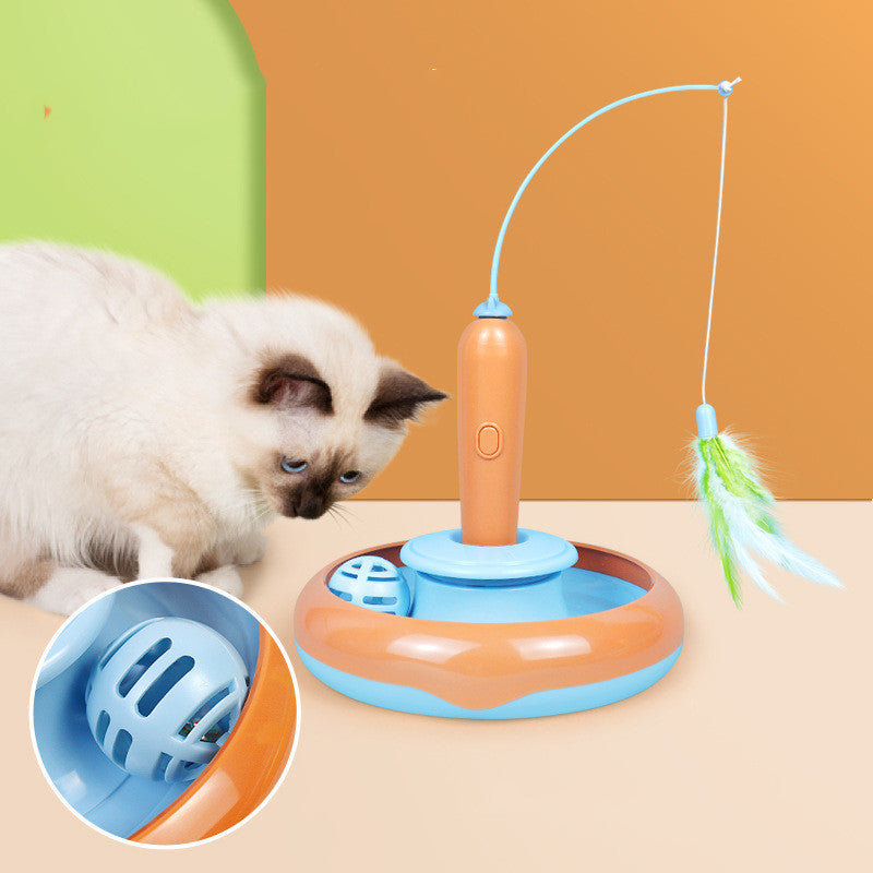 2 In 1 Cat Toy With Feather - For Self-play Cat Turntable Pets Supplies Cat Toy Toys