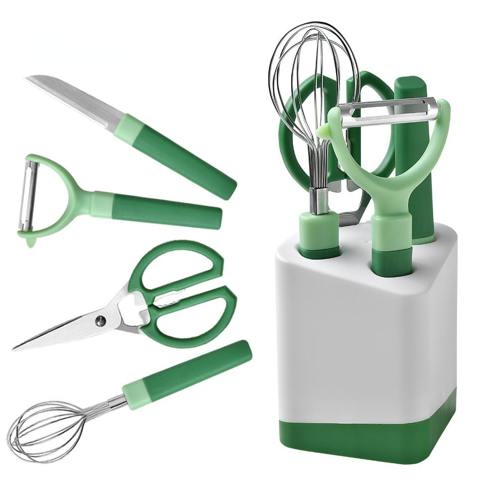 Kitchen Gadget Set - Peeler, Whisk, Opener, Scissors, Knife || Complementary Food Tool Belt Storage Seat