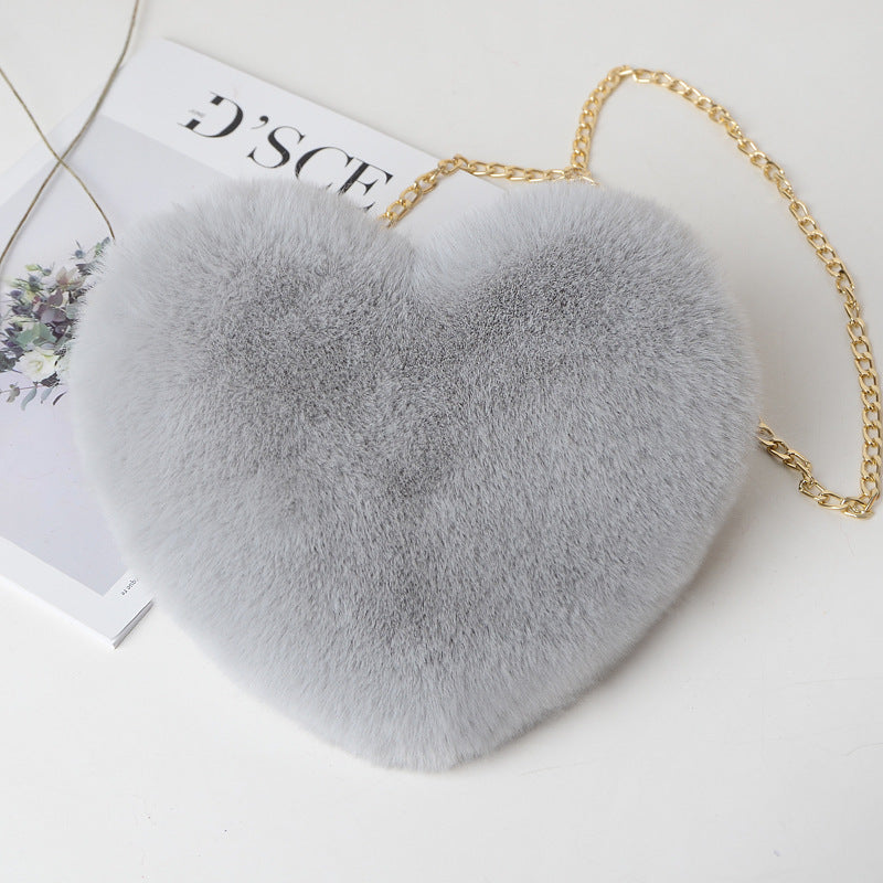 Love Bags For Women - Plush Chain Shoulder Bags Valentine's Day Party Bag