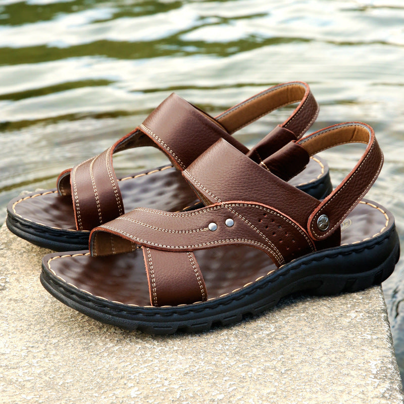 Men's Sandals - Summer Beach Shoes Adjustable Back Strap Design Slippers Slides