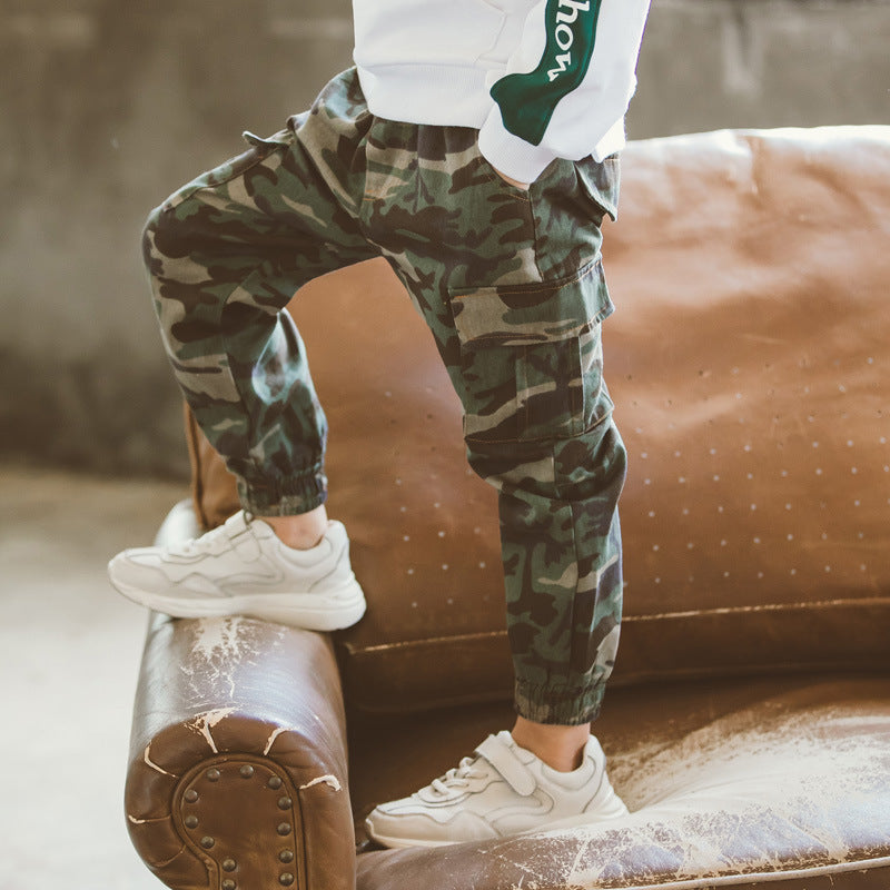 Children's Sports Military Camo Casual Trousers