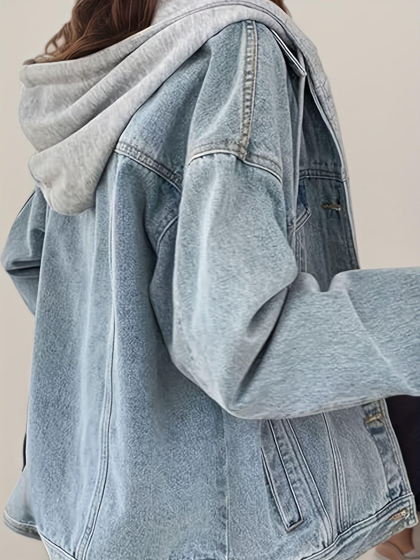 Women's Hooded Denim Jacket, Oversized Retro Denim Jacket, Elastic And Loose, Comfortable And Lightweight