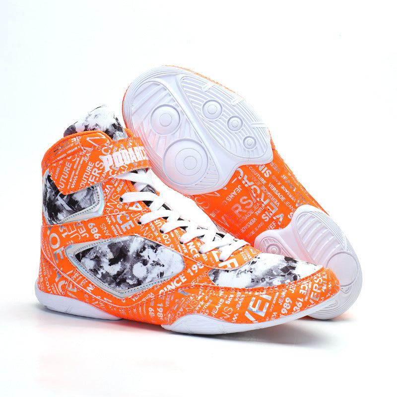Men's Sneaker High-top Boxing Shoe -- Fashion Graffiti Style Fight Shoes