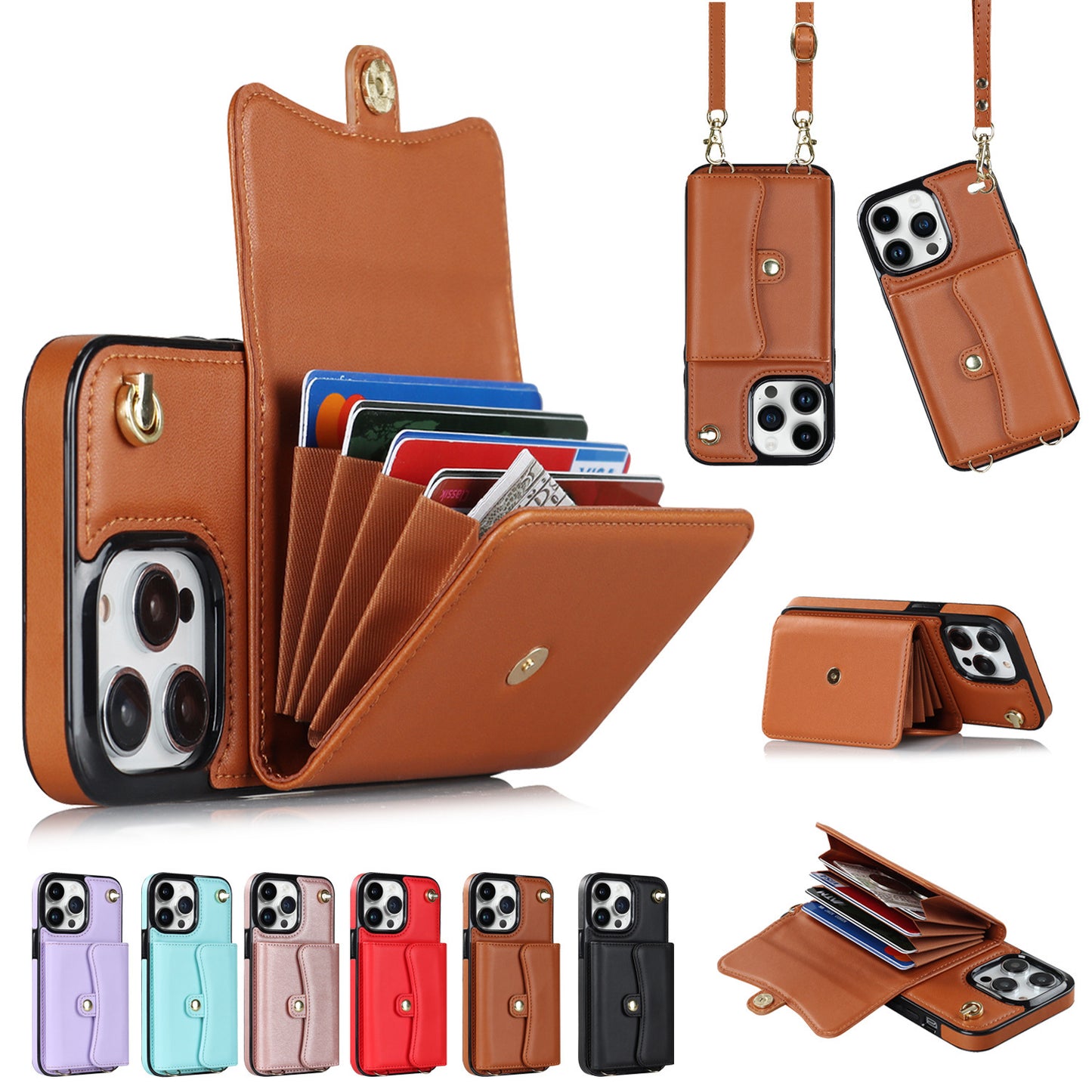 Crossbody Card Holder Phone Case - Multi-function Card Holder