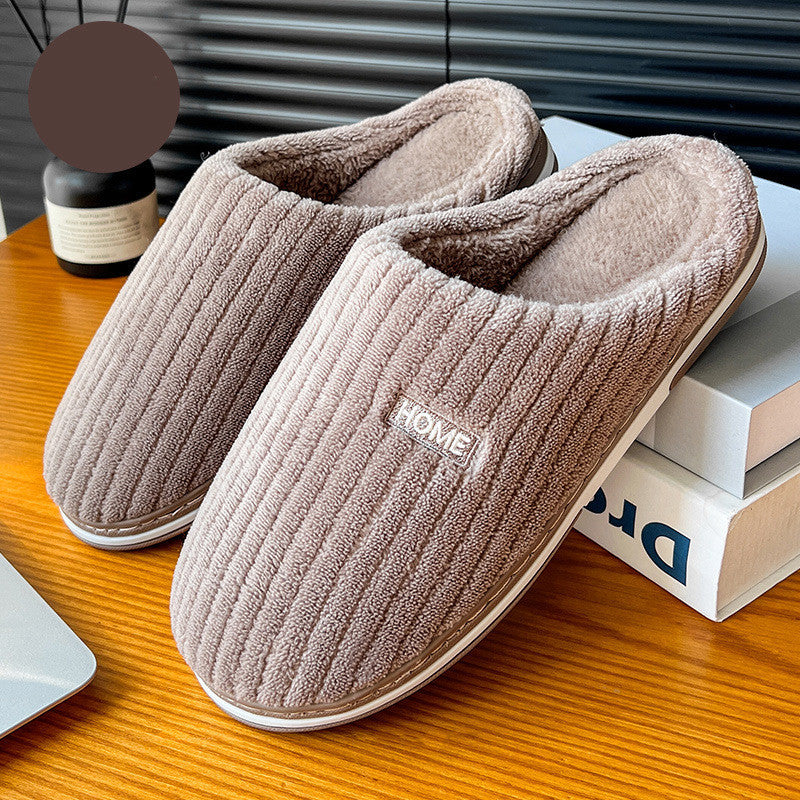 Solid Color Simple Cotton Slippers - Winter Non-slip Home Warm Plush Slippers, Household Indoor Couple Women's House Shoes