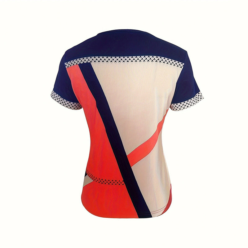 Women's Color Block Zipper T-Shirt - Casual Short Sleeve Summer Top Asymmetric solid Color Casual T shirt With Zipper