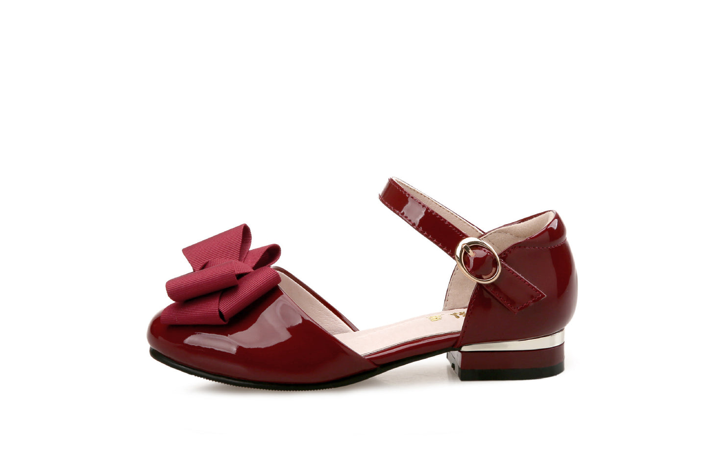 Trendy Hollow Velcro Patent Leather Shoes With Bow