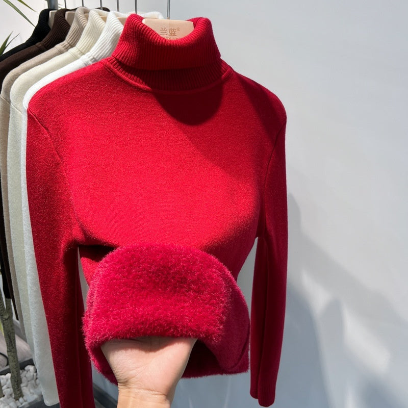 Turtle Neck Winter Sweater - Women Elegant Thick Warm Female Knitted Pullover Loose Basic Knitwear