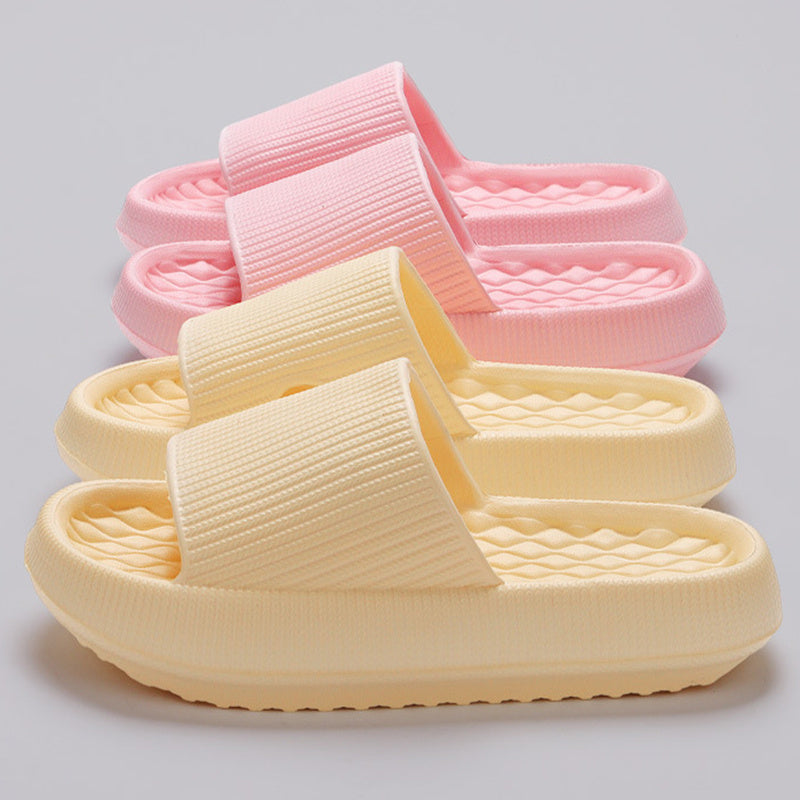 Summer EVA Slippers Solid Color Rhombus Stripe Anti-slip Slippers  - New Women's Home Shoes