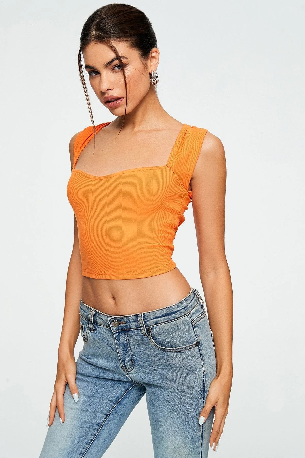 Crop Top Sweetheart Ribbed Sleeveless