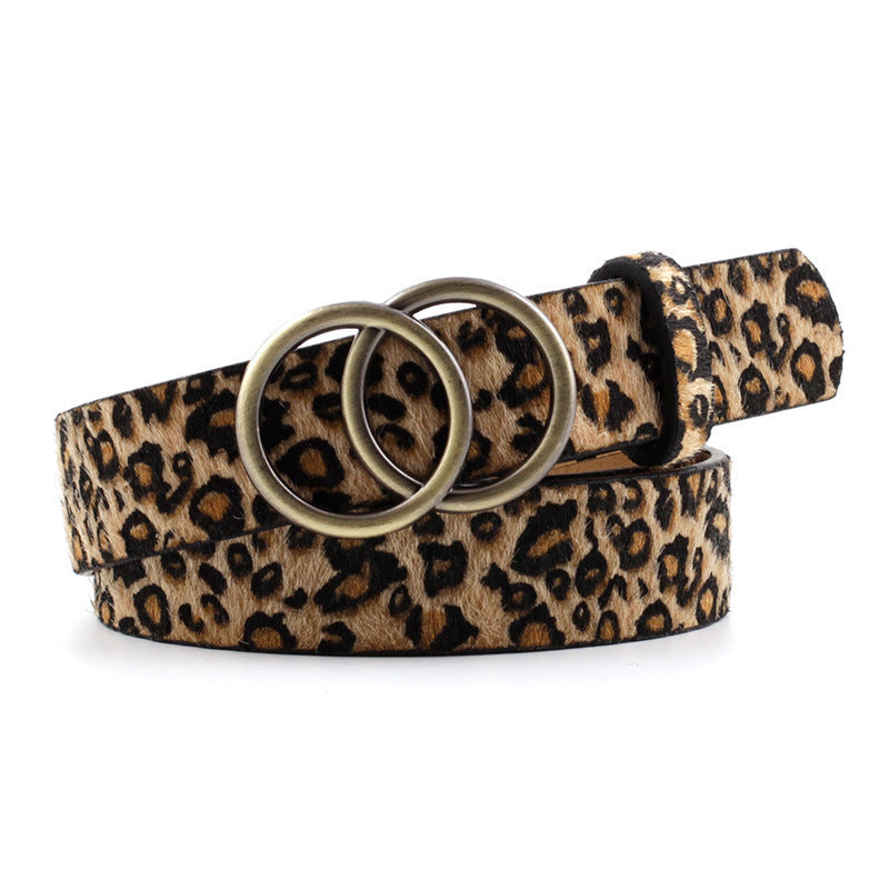 Fashion Round Button Animal Skin Belt - Leopard Zebra Snake Belt