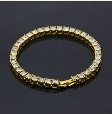 Tin Alloy Gold Color Iced Bracelet - Men's Hip Hop Chain Street Rock Jewelry