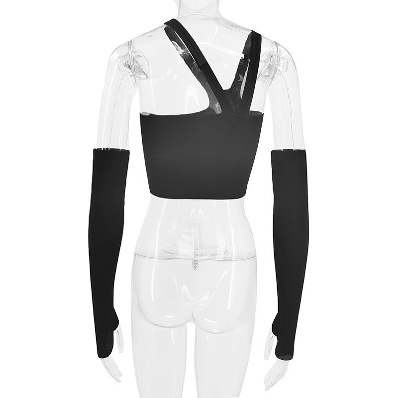 New Fall Irregular Split Oversleeves Slim T-shirt Women