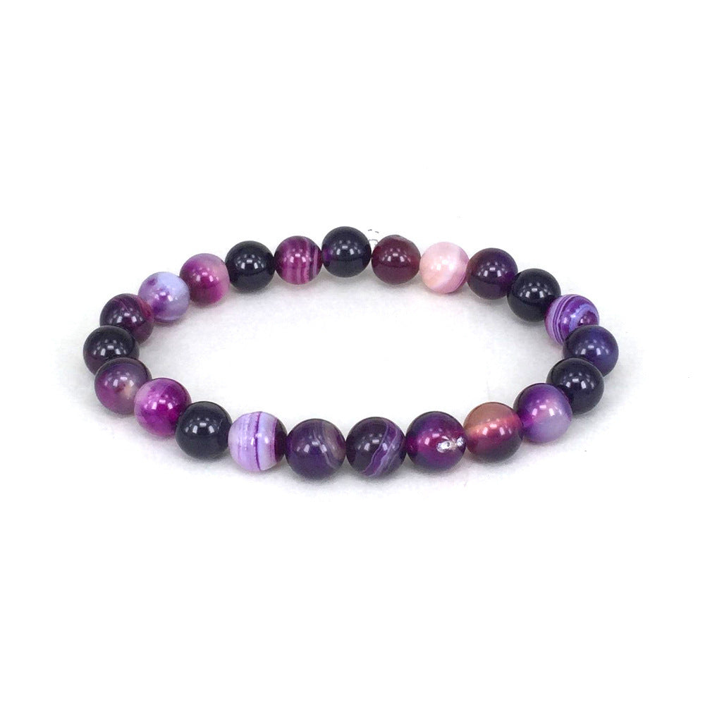 Beautiful Natural Violet Unisex Bracelet - En Pierre Naturelle Violet Pour Femme