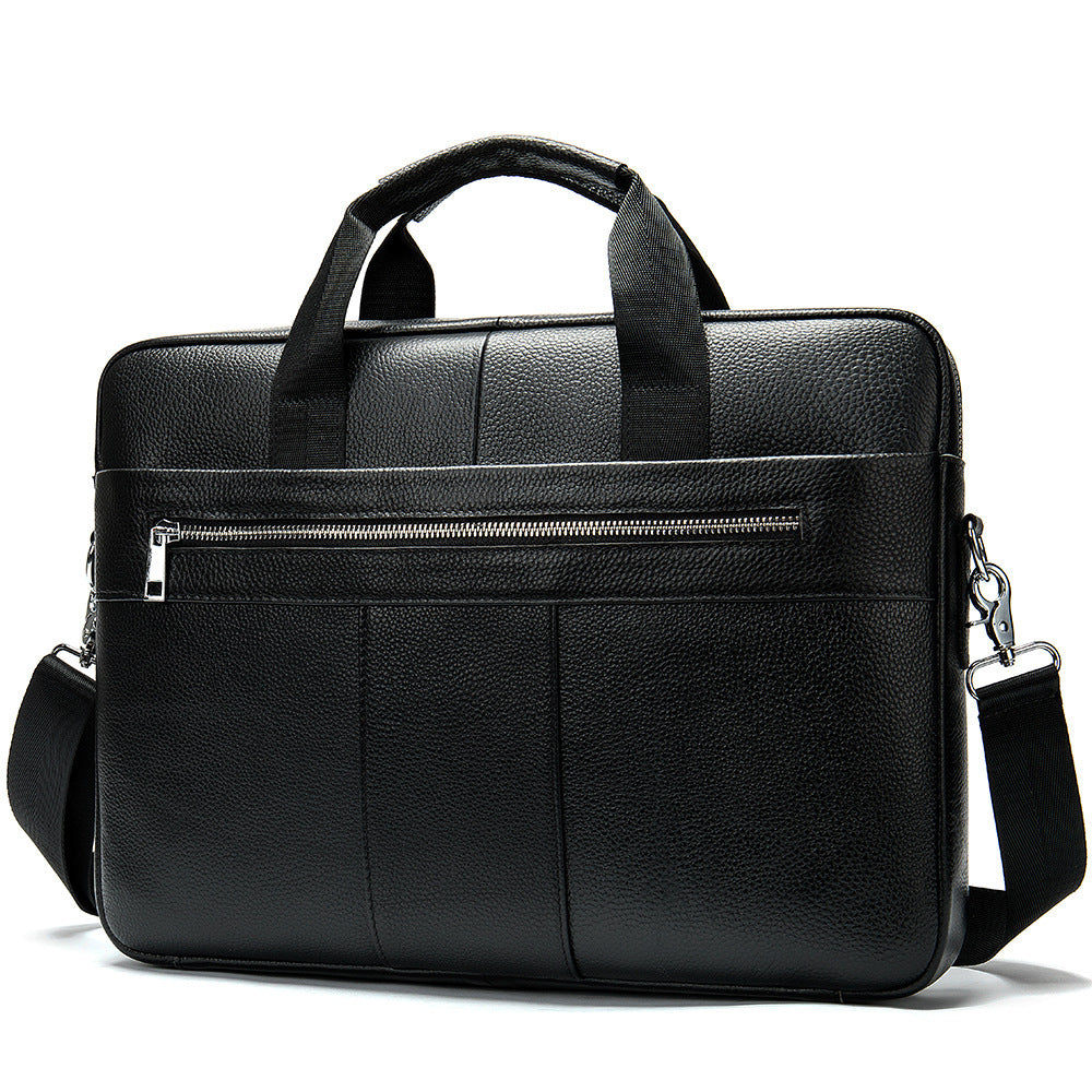Men's Leather Briefcase - Business Men's Bag First Layer Cowhide Portable