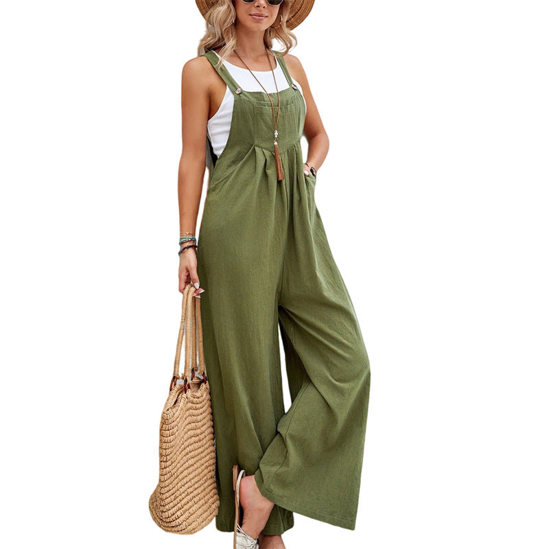 Women Long Bib Pants Overalls - Casual Loose Rompers Jumpsuits With Pockets