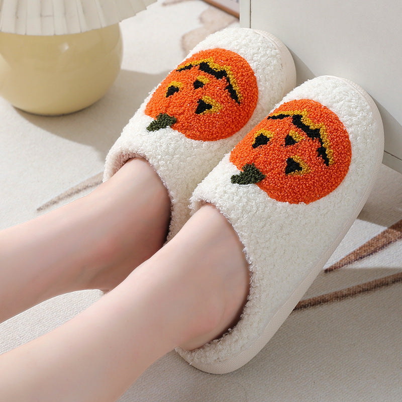 Halloween Pumpkin Cartoon Slippers - Warm Winter Slippers Men And Women Couples Indoor House Shoes