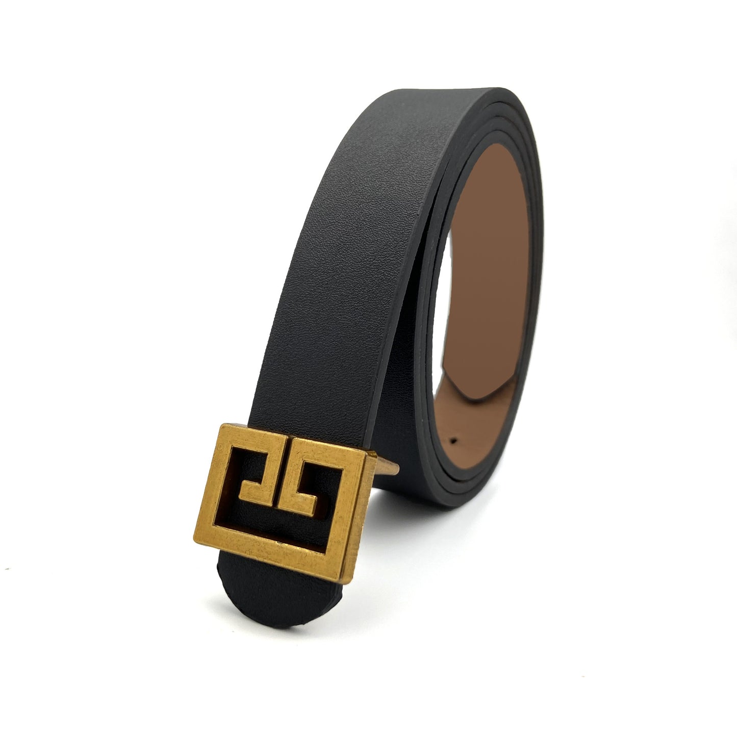 Women’s Bronze Buckle Decorative Belt – Imitation Leather All-Match Waist Belt