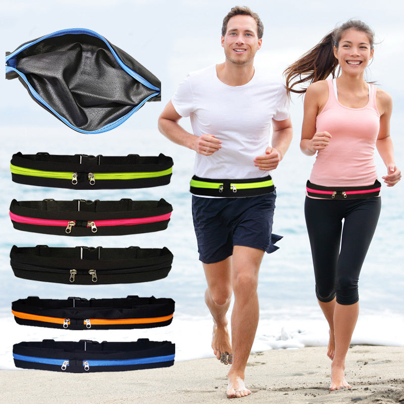 Sports Waist Bag With Double Pocket - Slim Zip Running Phone Belt Bags