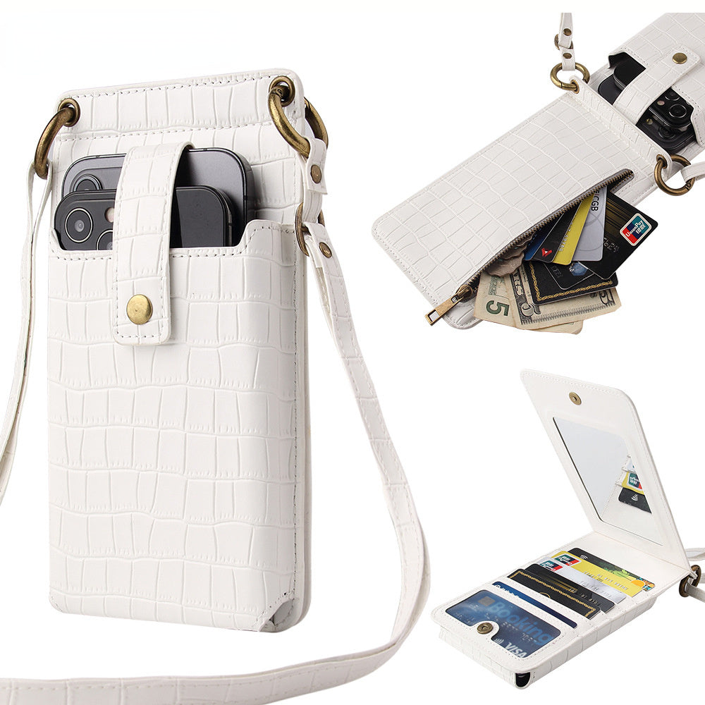 Multi-function Crossbody Bags For Mobile Phone - Crocodile-pattern Wallet Card Holder