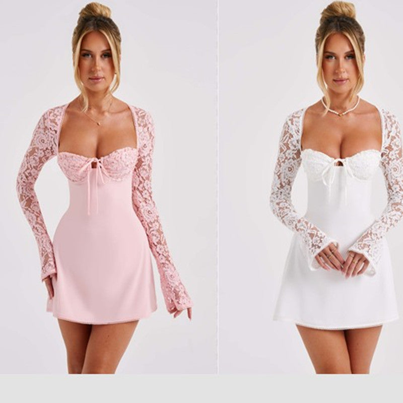 π Y2K Fashion Corset Lace Long Sleeve Dress β Backless Lace-Up Short Dress for Women
