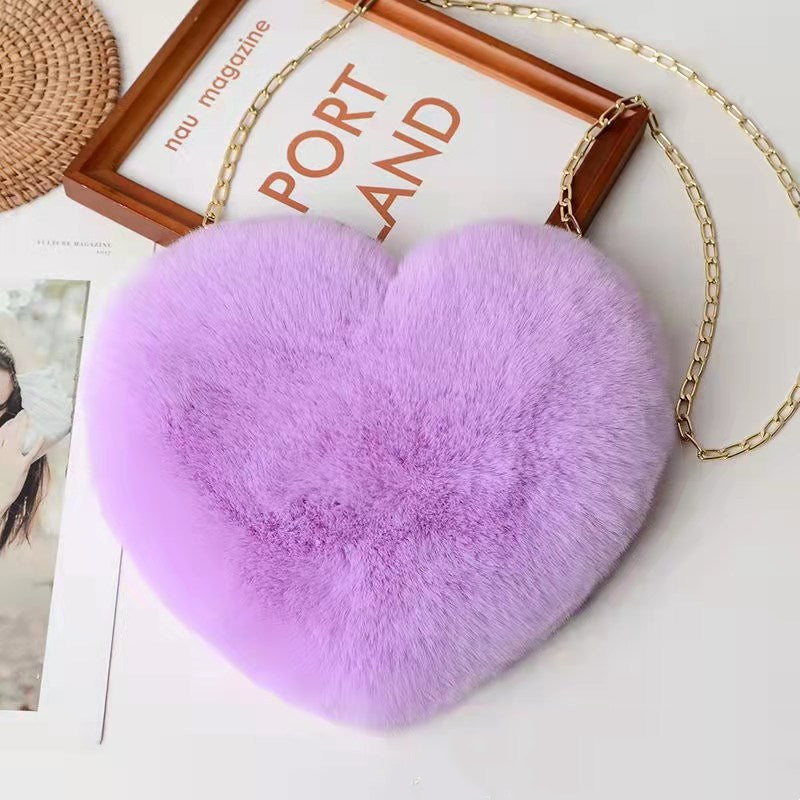Love Bags For Women - Plush Chain Shoulder Bags Valentine's Day Party Bag