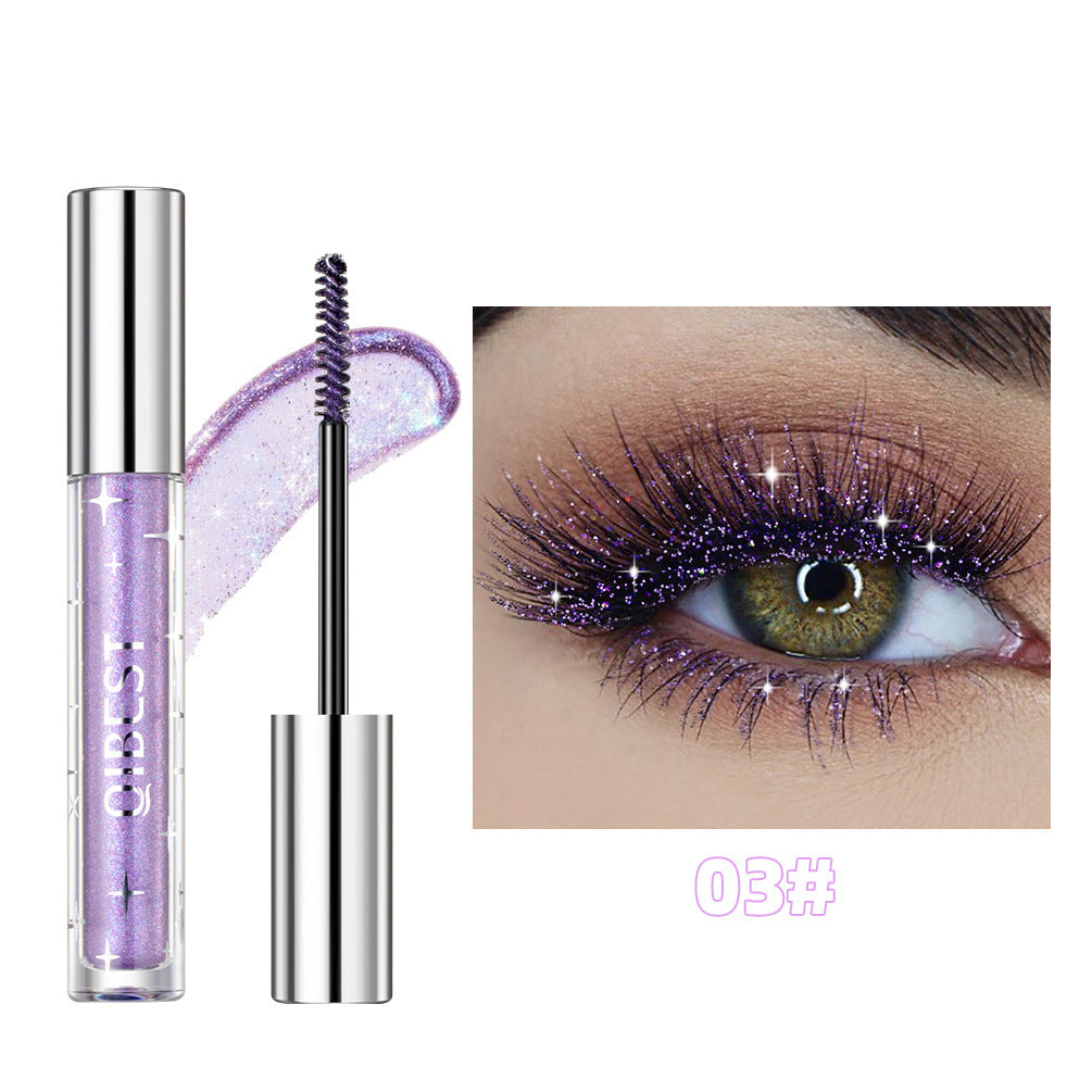Violet Glitter Lash Mascara - Curling Extension Fast Dry Sequins Eye Black