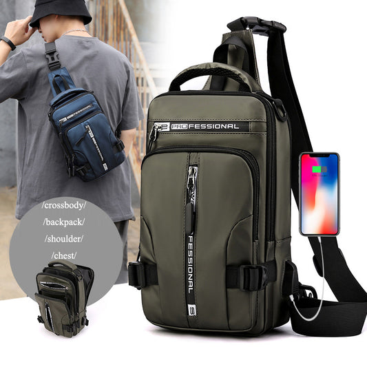 Crossbody Bags - Men Multifunctional Backpack, Shoulder Chest Bags