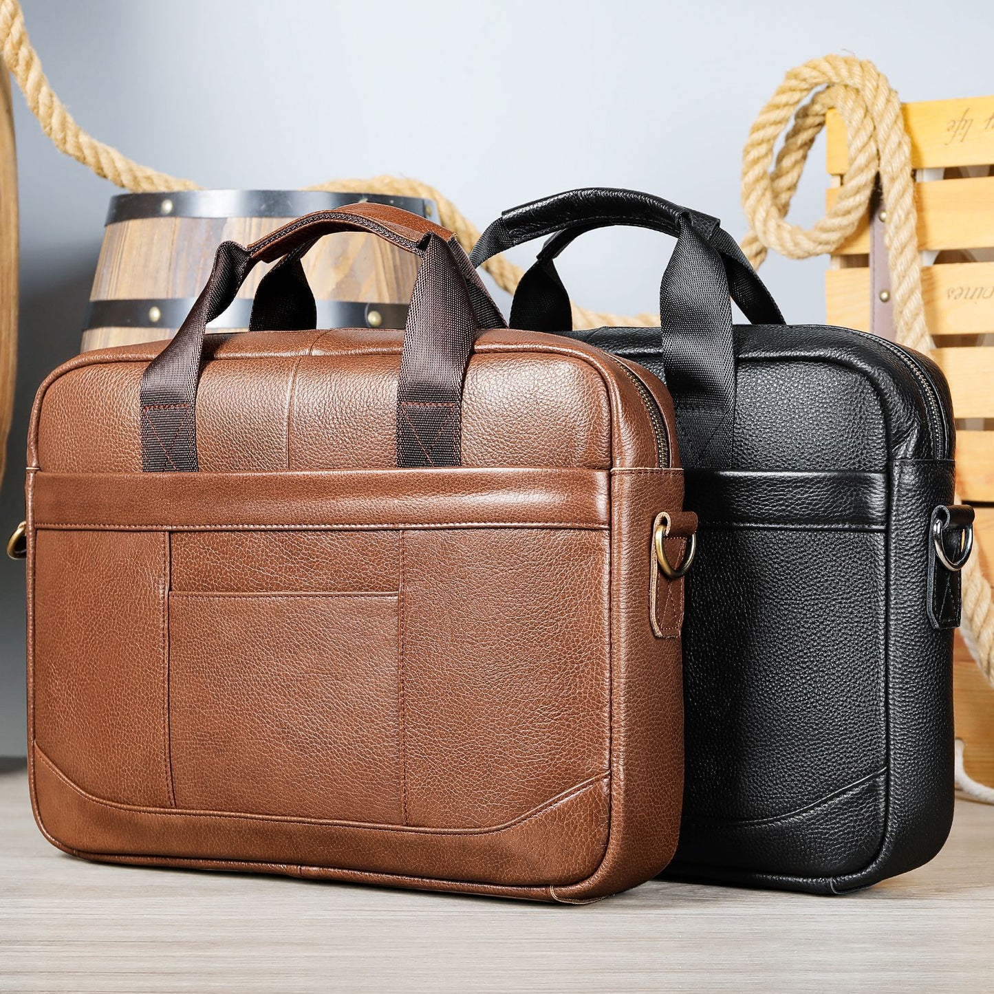 Men's Official Document Leather Bag - Casual Computer Bag Shoulder Crossbody