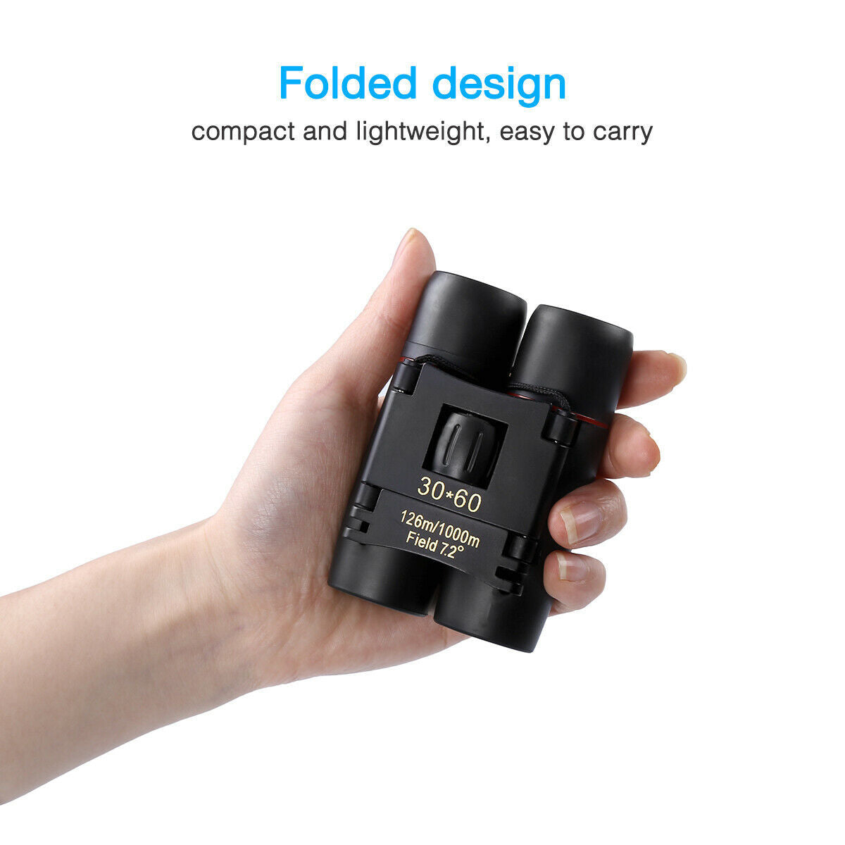Binoculars 30x60 Zoom Travel Compact Folding Telescope - Hunting Day Night Outdoor Small Pocket Binoculars