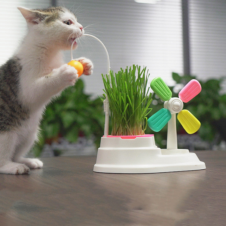 Fun Windmill Cat Stick Toy - Desktop Grass Box Pet Toys