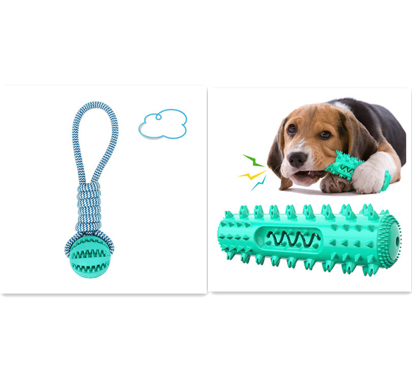 Dog Interactive Treat Rope With Rubber Leaking Balls - Dogs Chewing Bite Resistant Pet Tooth Cleaning
