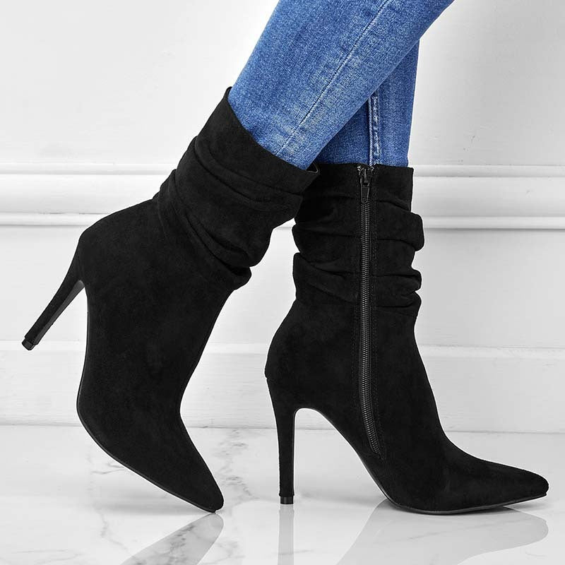 Pointed Toe Stiletto Ankle Heel Boots For Women