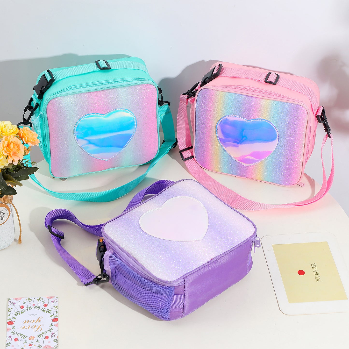 Rainbow Color Insulation Bento Bag - Laser Bento Bag