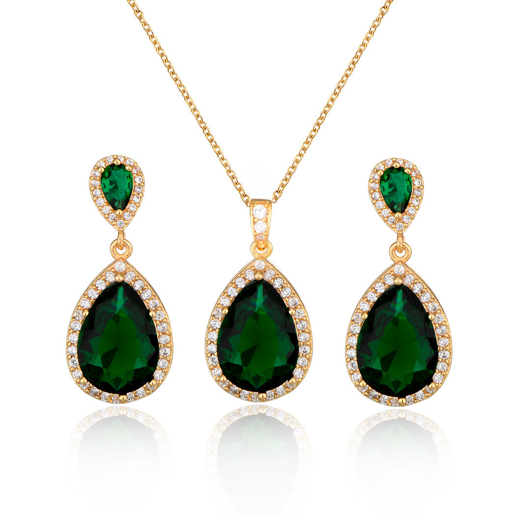Luxury Bright Zircon Water Drops Wedding Jewelry Set - Bridal Wedding Jewelry Simple Graceful
