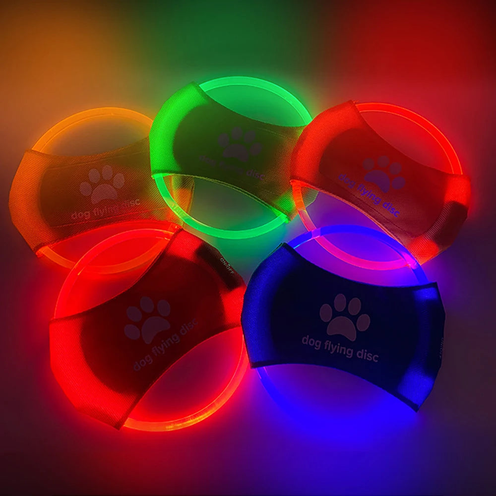 Dog Flying Discs Light Glowing LED Toy - Luminous Training Interactive