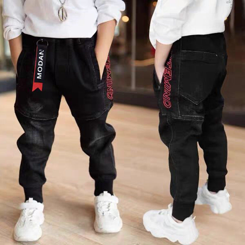Stylish Kids' Black Jeans - Spring And Autumn Boys Pants